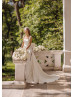 Square Neck Ivory Satin Open Back Wedding Dress